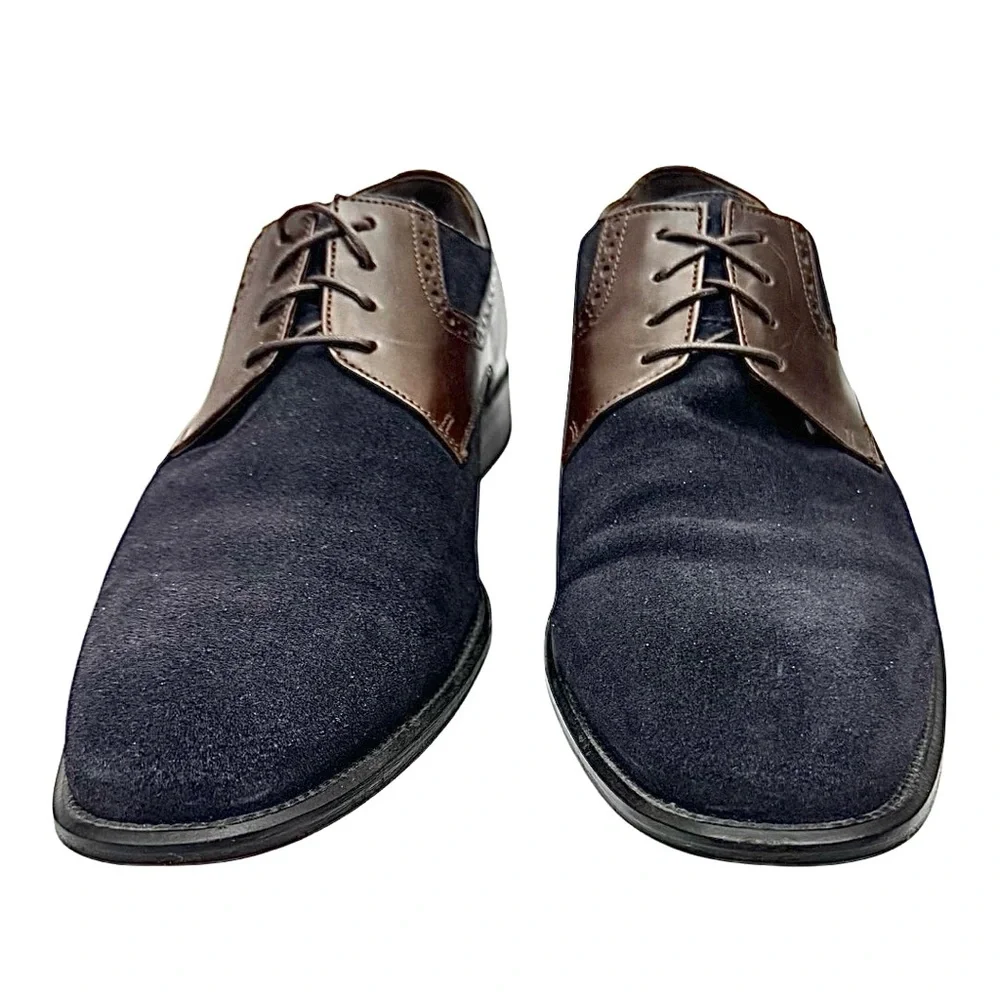 Johnston & Murphy 27-1808 Mens Black Suede /Brown Leather Size 11 Medium EUC